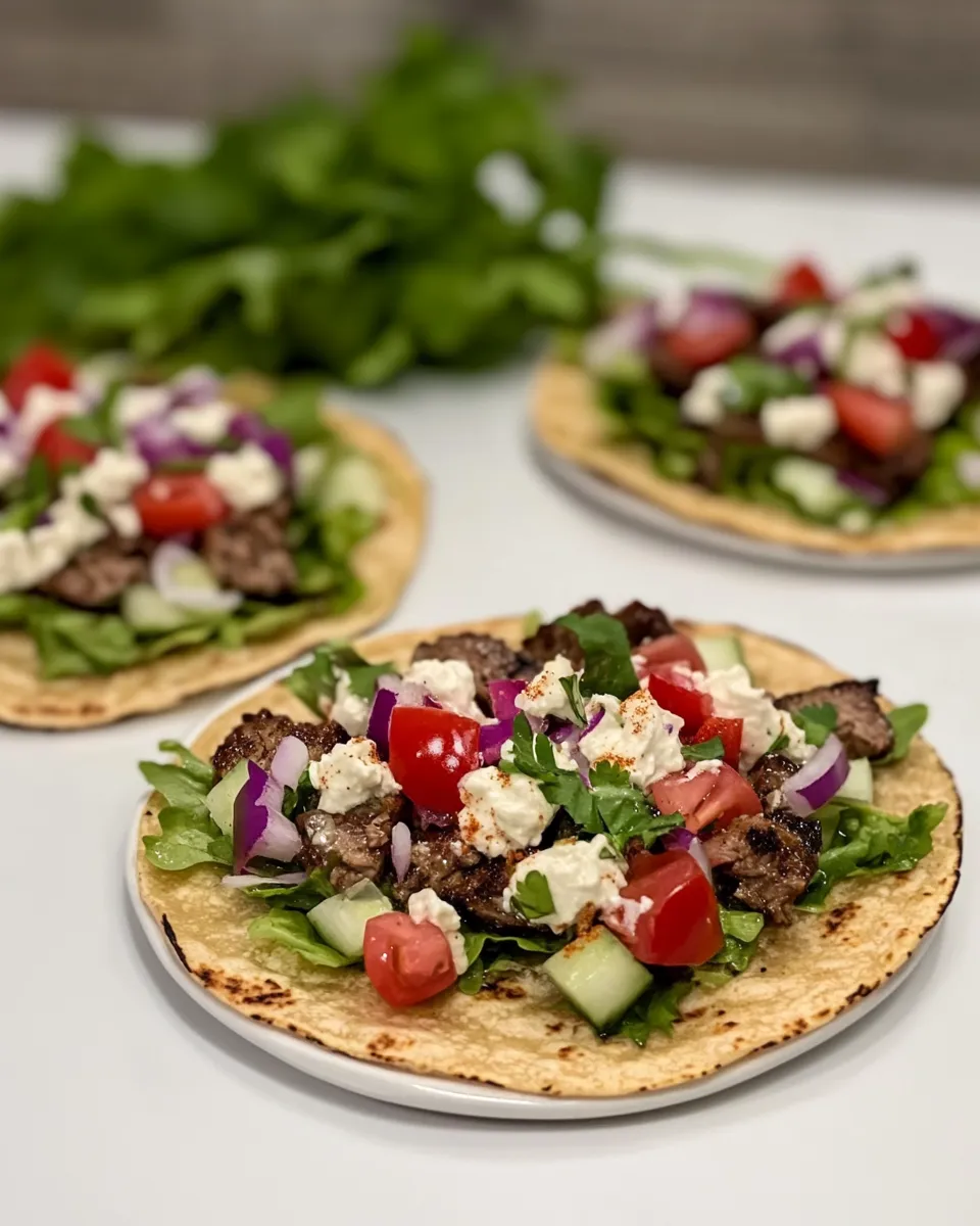 Easy Middle Eastern Tostadas with Hummus food shot