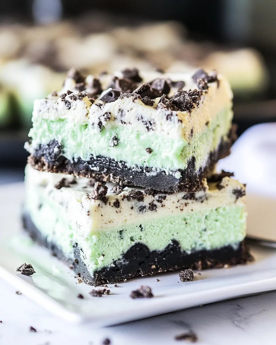 Homemade Mint Cookies and Cream Cheesecake Bars photo