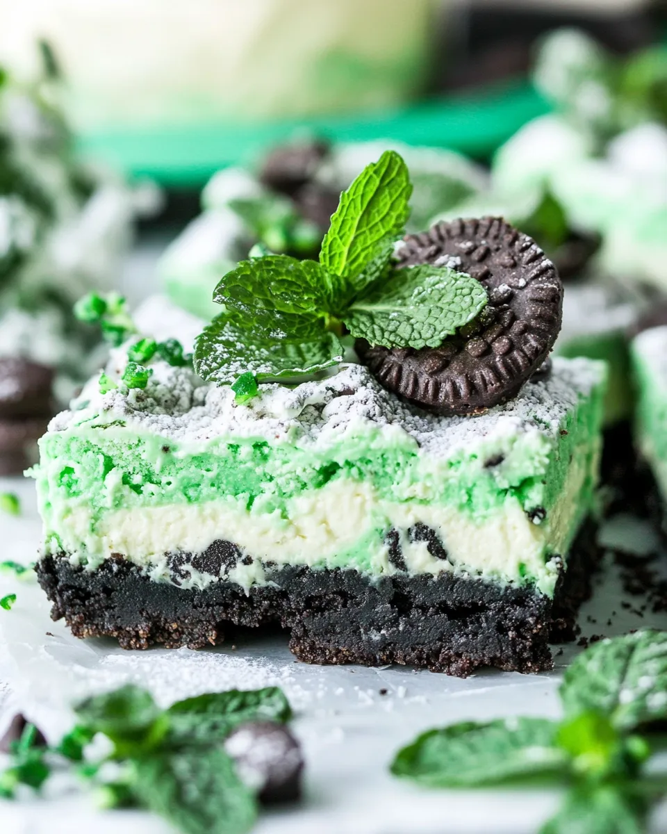 Classic Mint Cookies and Cream Cheesecake Bars image