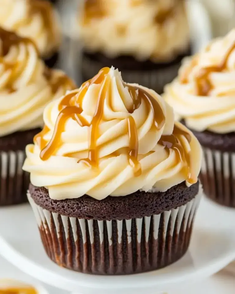 Homemade Mocha Cupcakes with Salted Caramel Frosting photo