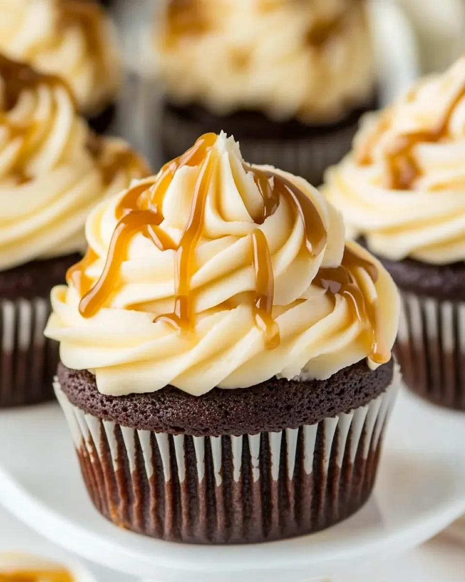 Homemade Mocha Cupcakes with Salted Caramel Frosting photo