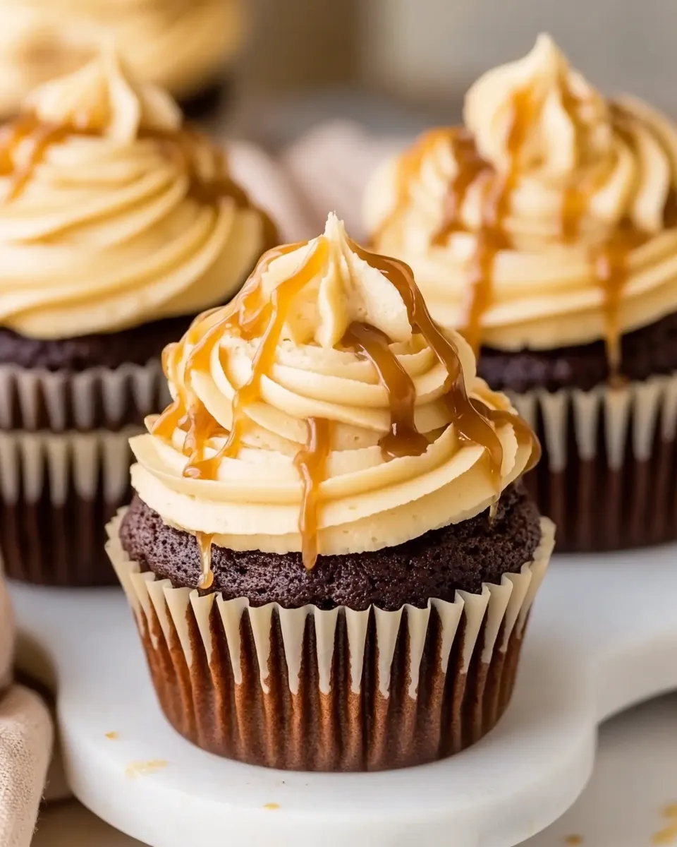 Easy Mocha Cupcakes with Salted Caramel Frosting recipe photo