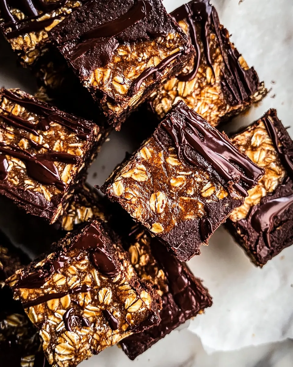 Homemade No-Bake Dark Chocolate Oatmeal Cookie Bars. recipe photo