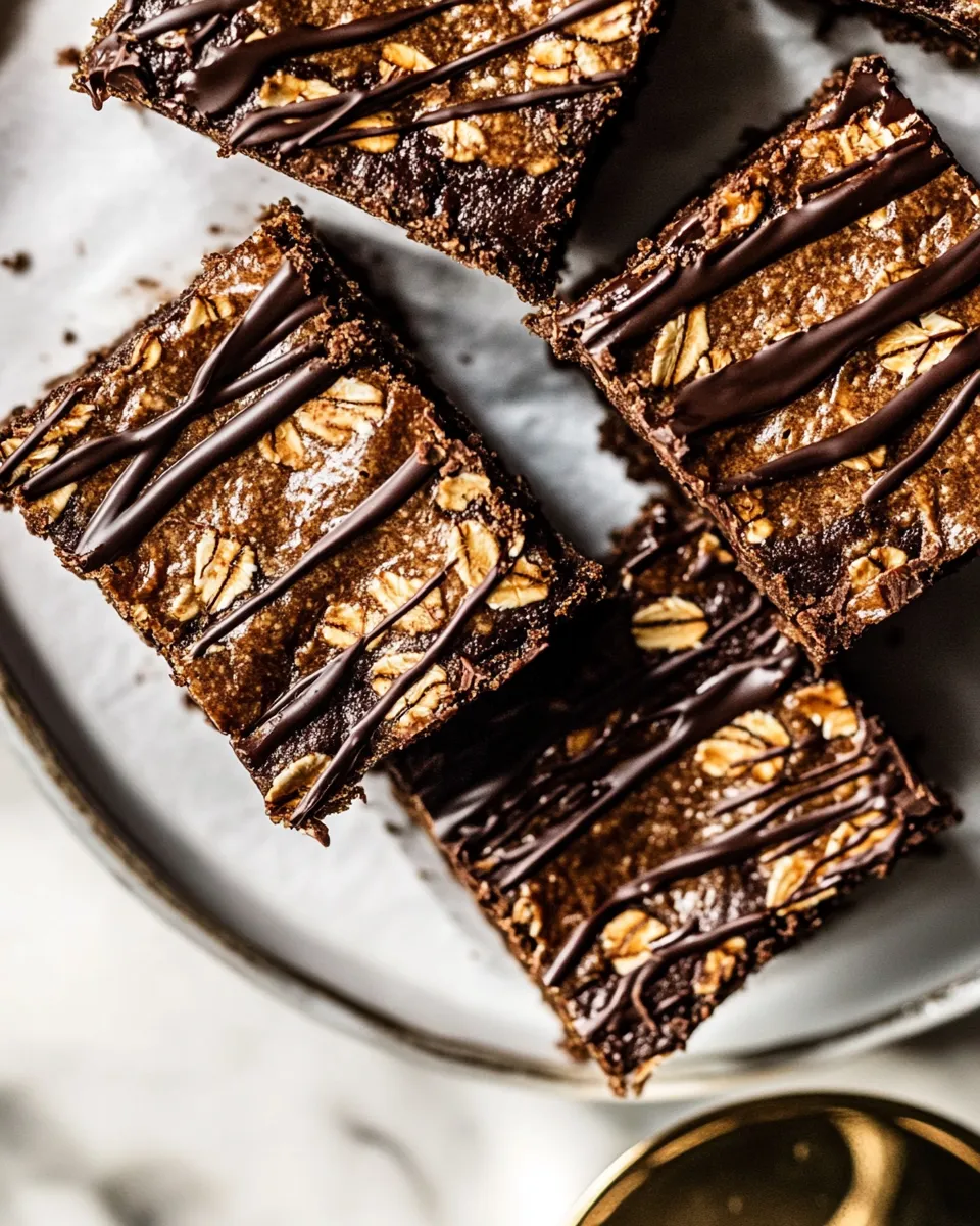 Classic No-Bake Dark Chocolate Oatmeal Cookie Bars. food shot