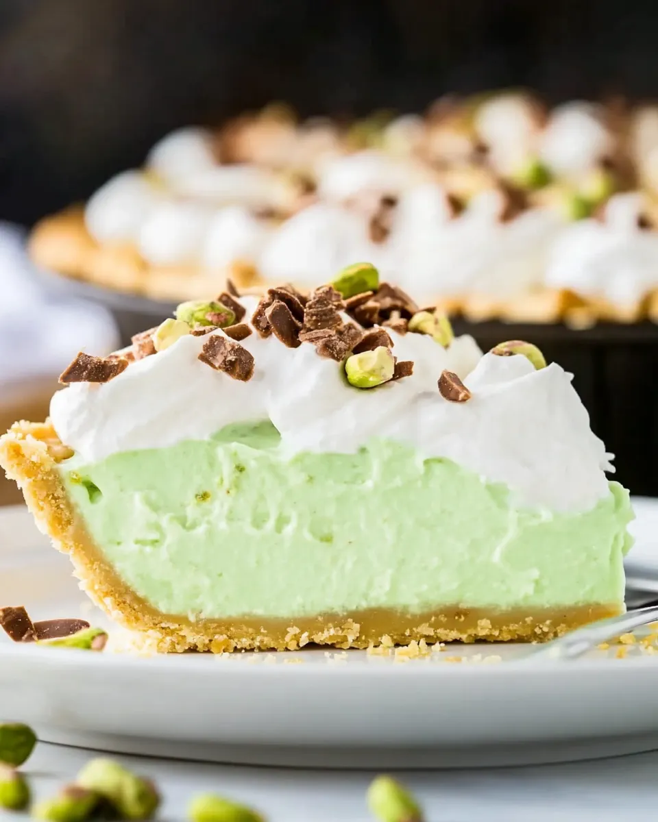 Homemade No-Bake Pistachio Pudding Pie dish photo