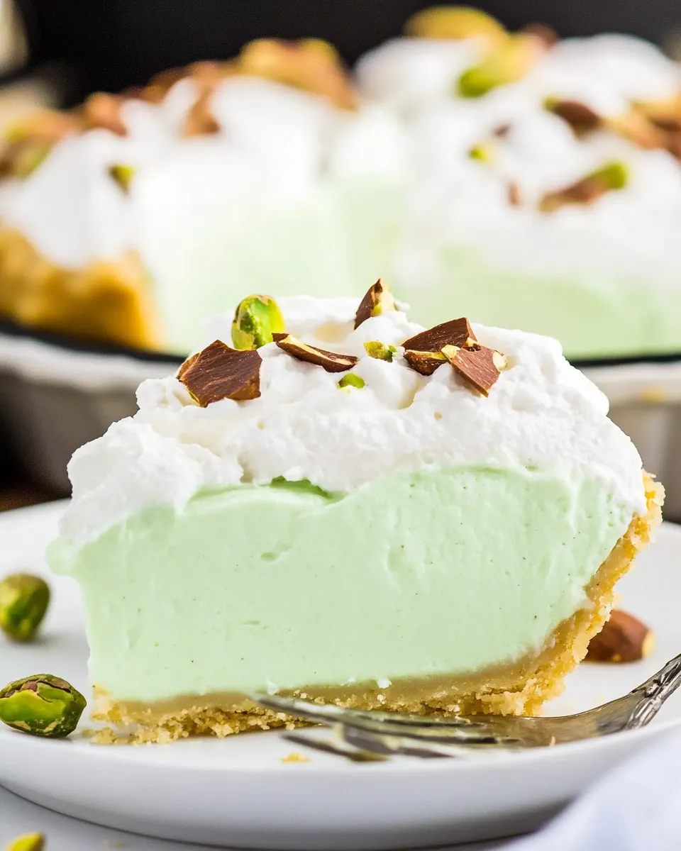 Quick No-Bake Pistachio Pudding Pie food shot