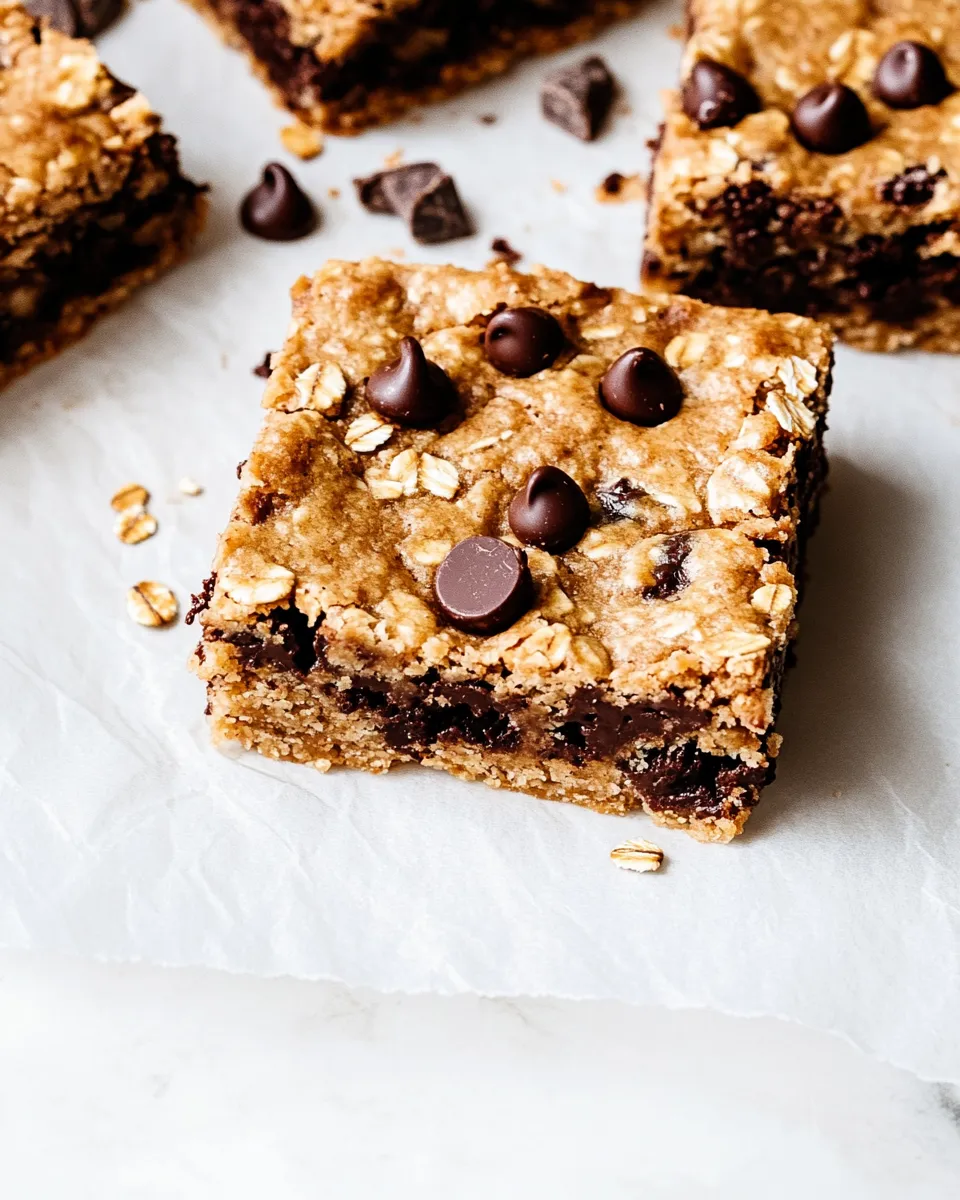 Easy Oatmeal Chocolate Chip Bars food shot
