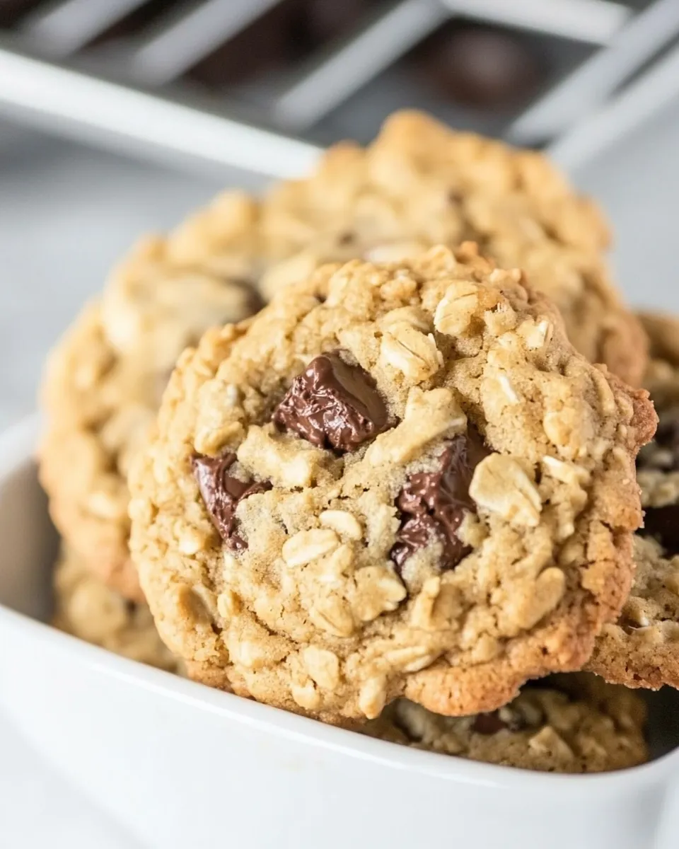Easy Oatmeal Chocolate Chunk Cookies food shot