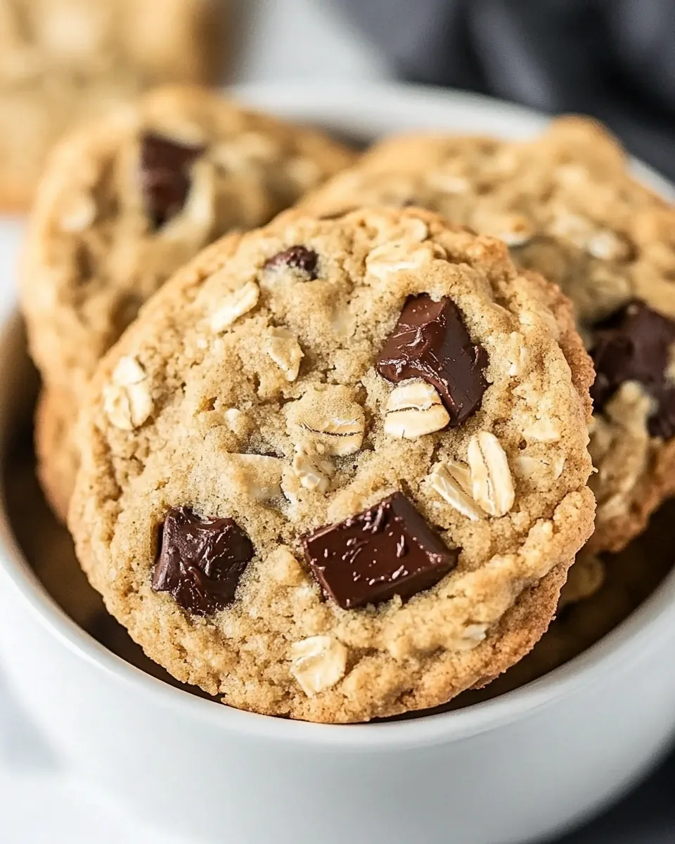 Delicious Oatmeal Chocolate Chunk Cookies plate image