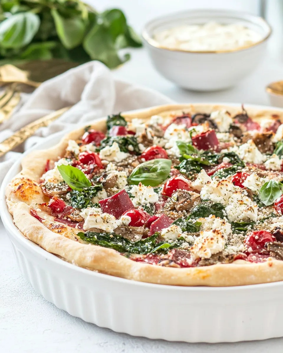 Easy One-Dish Greek Pizza food shot