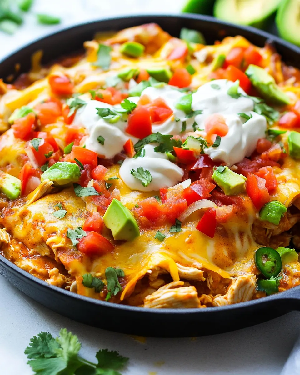Classic One-Pan Chicken Enchilada Skillet dish photo