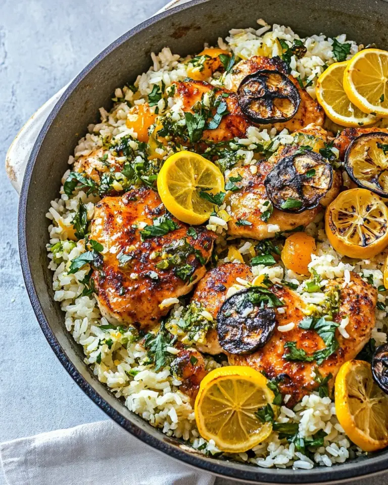 Homemade One Skillet Greek Lemon Chicken and Rice. dish photo