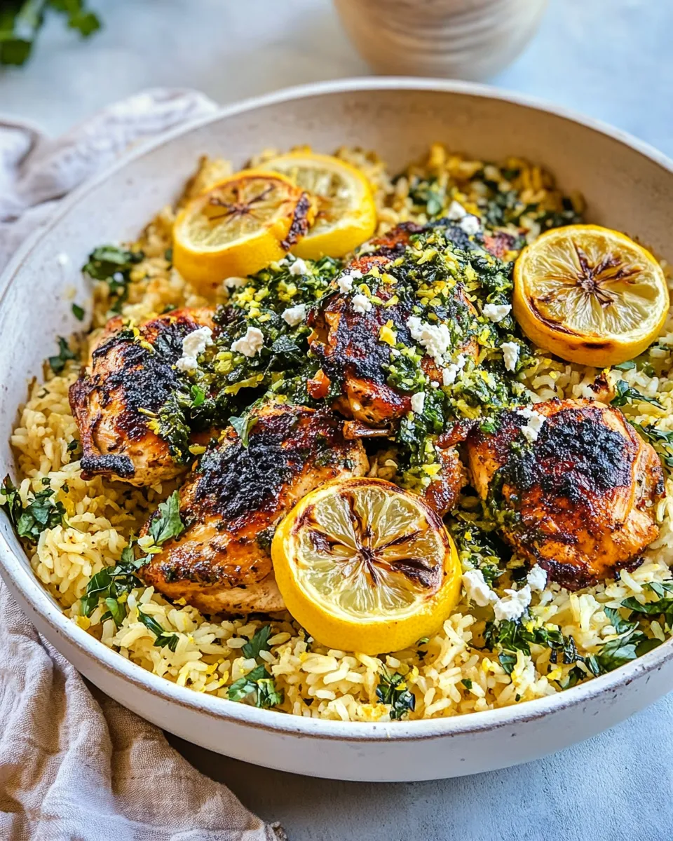 Classic One Skillet Greek Lemon Chicken and Rice. recipe image