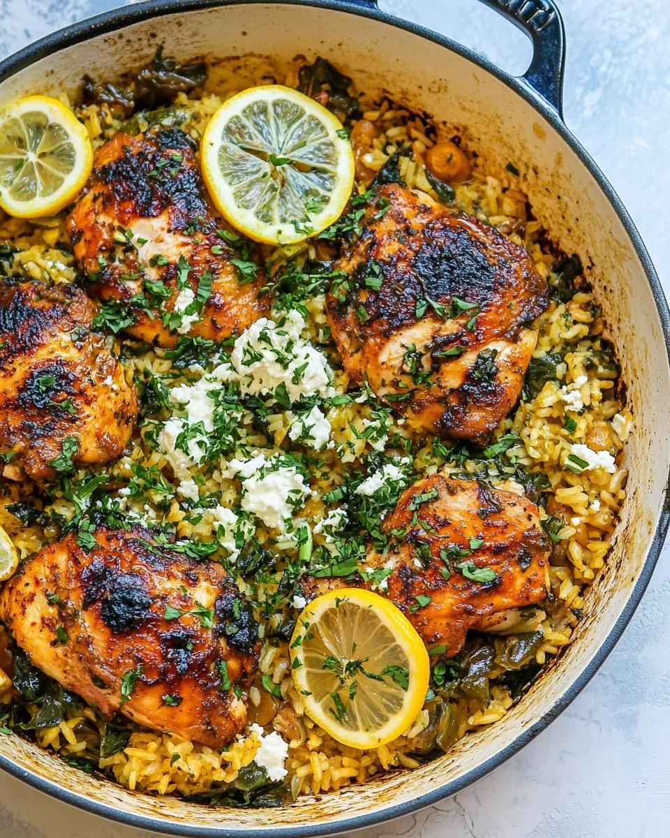 Delicious One Skillet Greek Lemon Chicken and Rice. picture