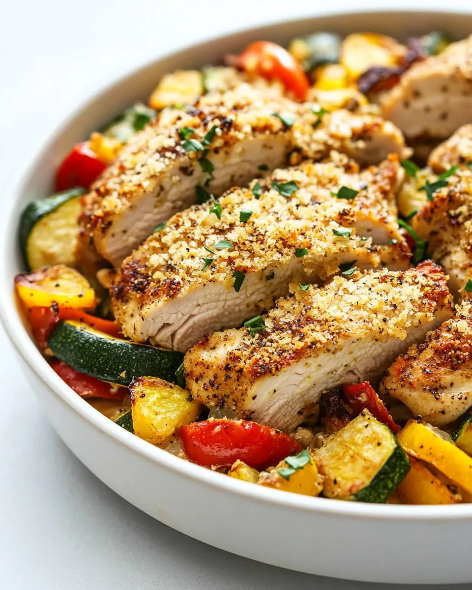 Delicious Parmesan Chicken & Veggie Bake dish photo