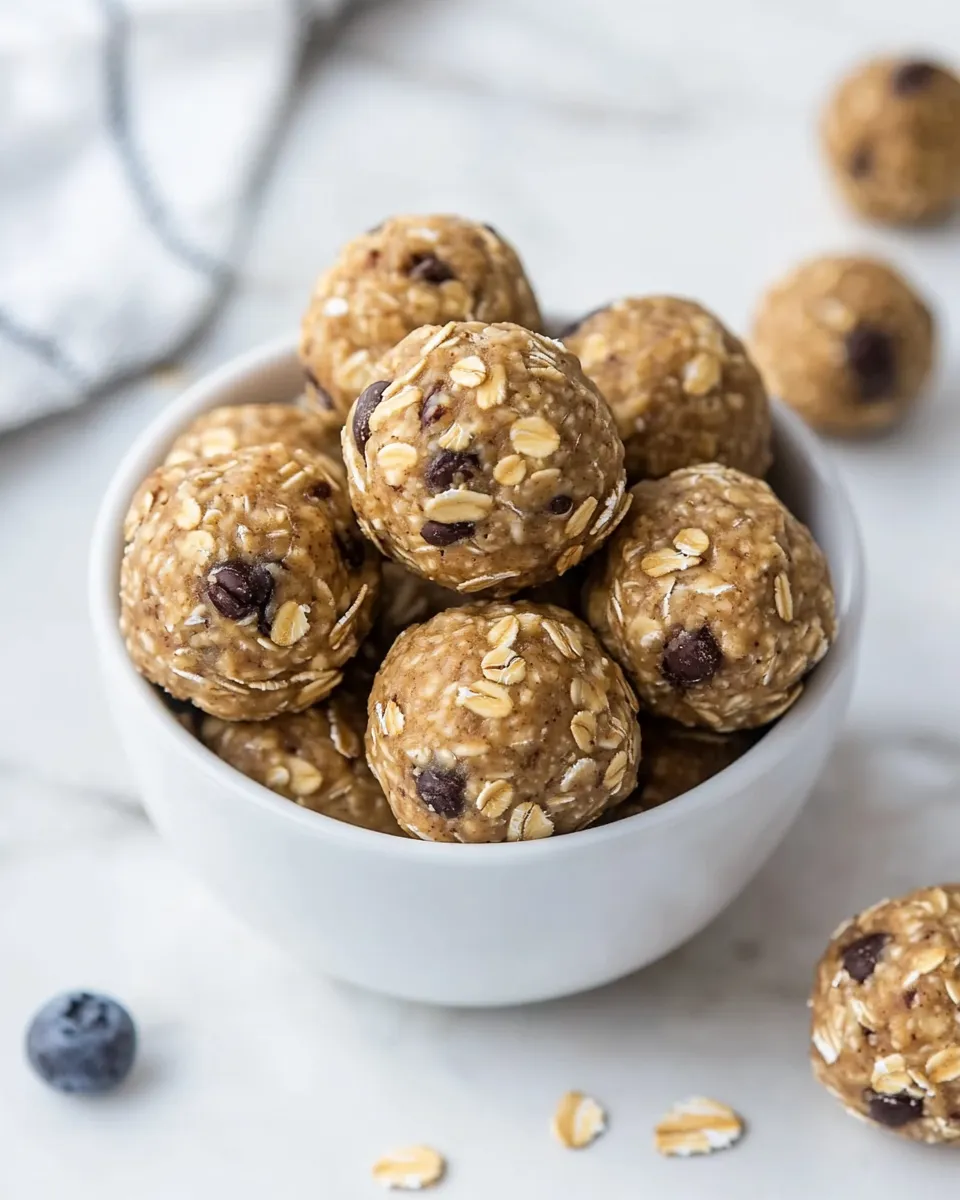 Easy Peanut Butter Banana Oatmeal Balls food shot