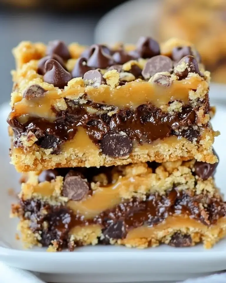 Homemade Peanut Butter Caramel Toffee Chocolate Chip Cookie Bars photo