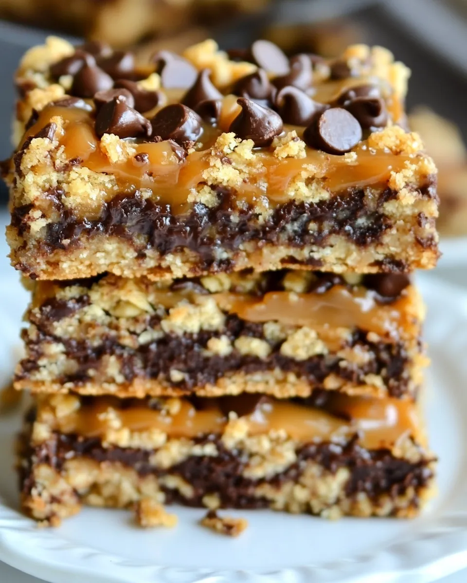 Easy Peanut Butter Caramel Toffee Chocolate Chip Cookie Bars recipe photo