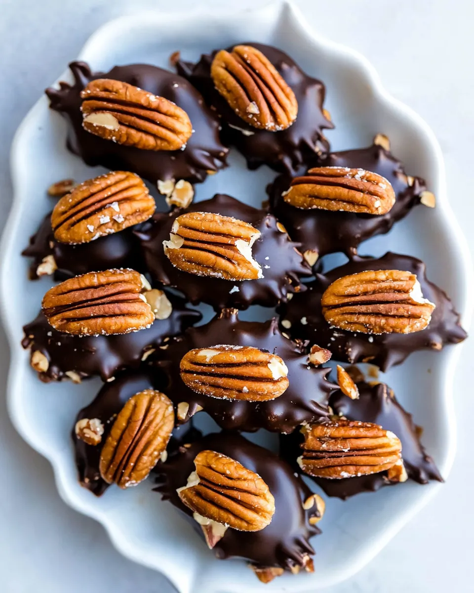 Delicious Peanut Butter Pecan Turtles food shot