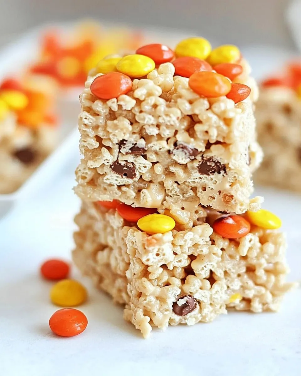 Delicious Peanut Butter Rice Krispie Treats with Reeses Pieces dish photo