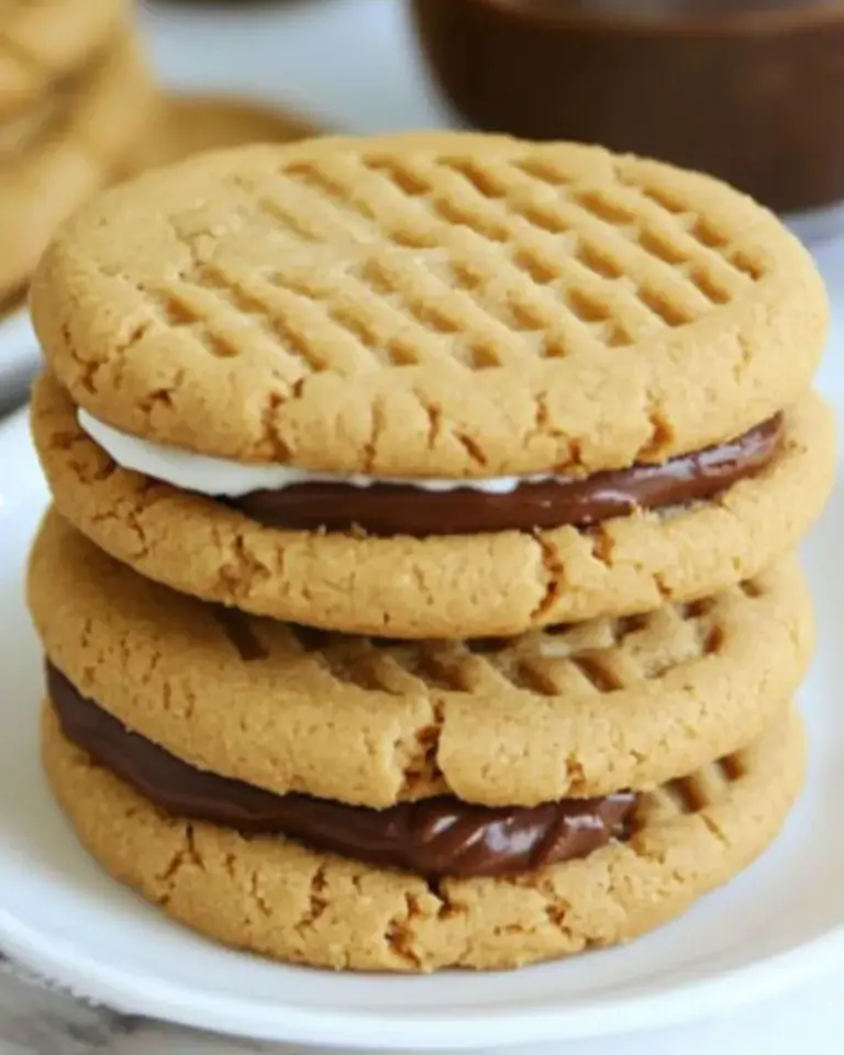 Homemade Peanut Butter Sandwich Cookies With Nutella Marshmallow Cream photo