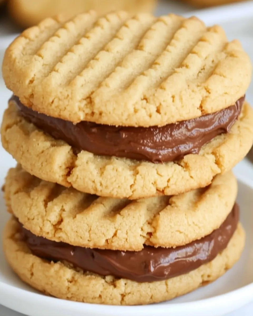 Easy Peanut Butter Sandwich Cookies With Nutella Marshmallow Cream recipe photo