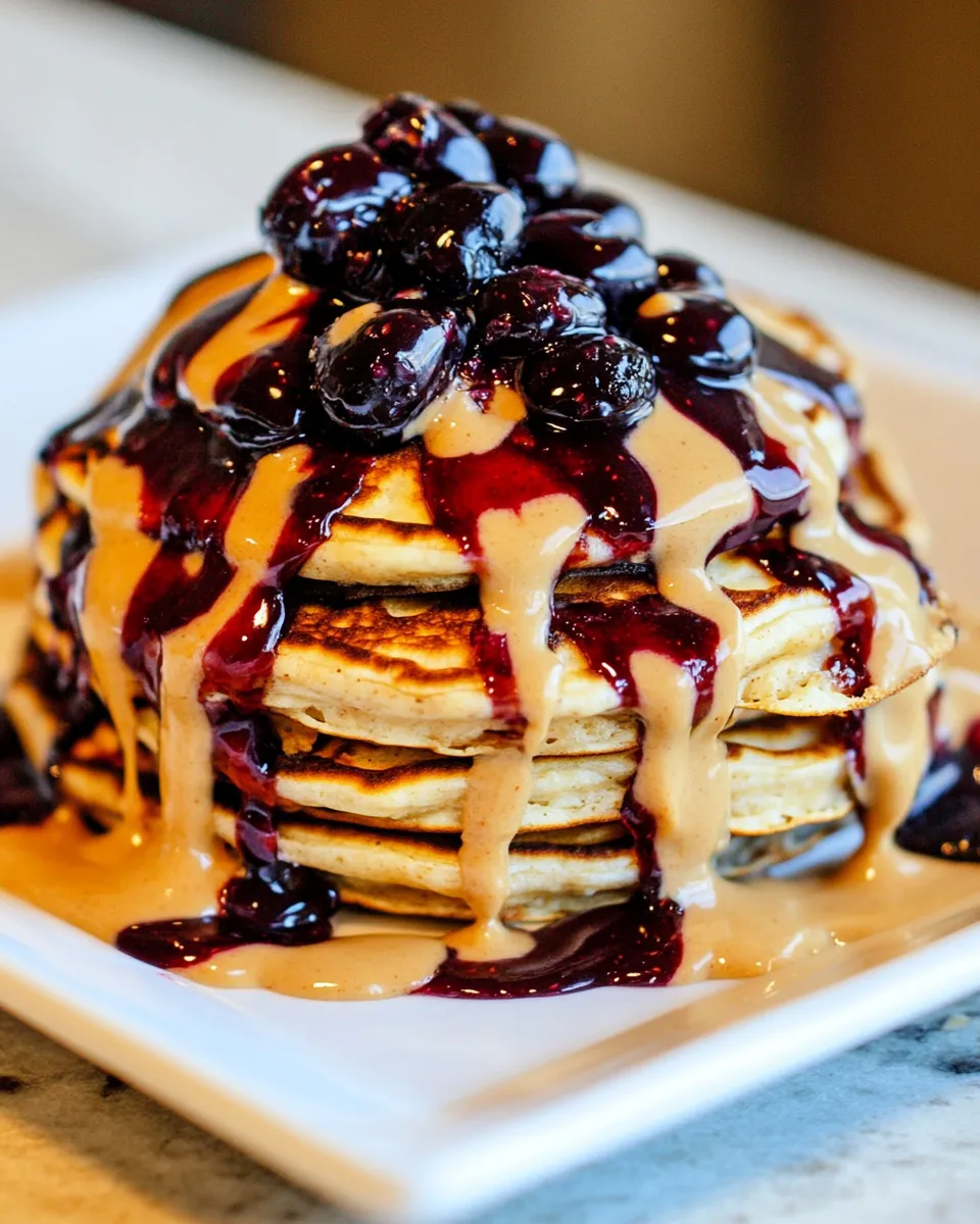 Homemade Peanut Butter and Jelly Pancakes. dish photo