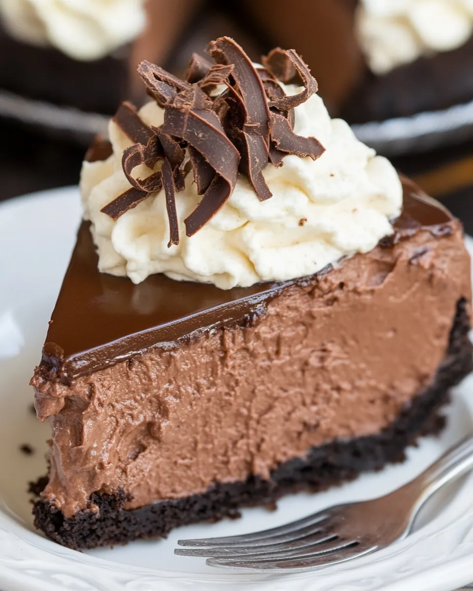 Delicious Perfect Chocolate Cheesecake food shot