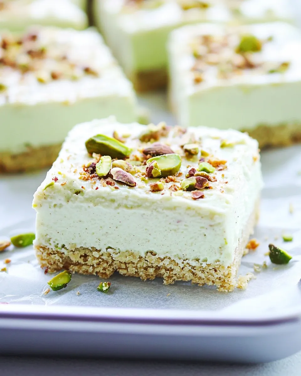 Easy Pistachio Cream Bars food shot