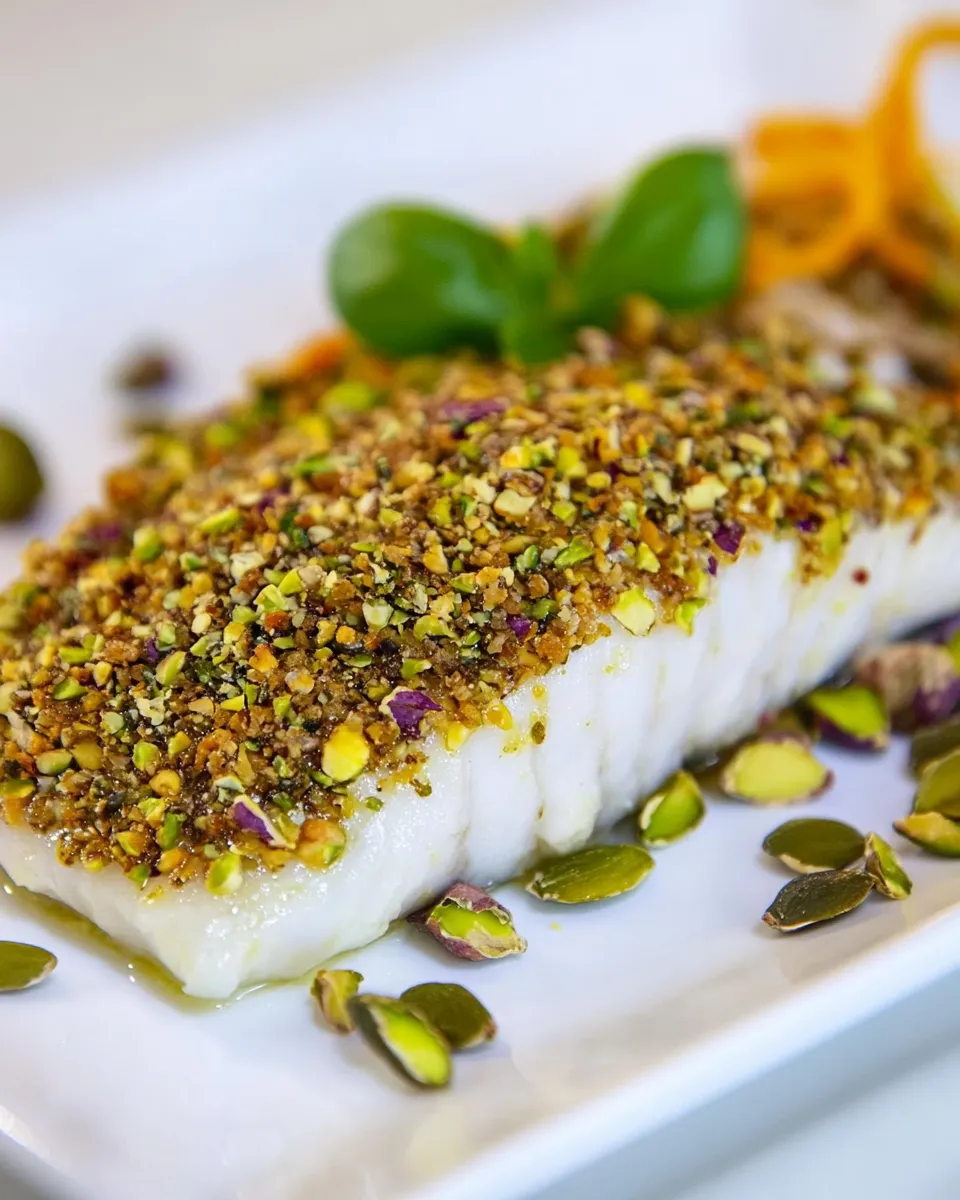 Classic Pistachio Crusted Baked White Fish Fillet dish photo