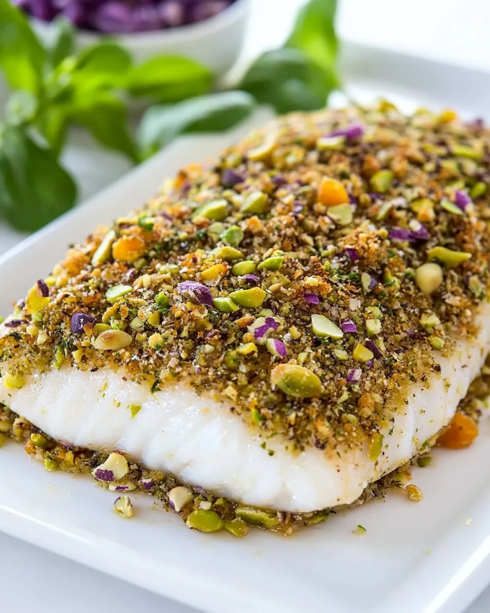 Easy Pistachio Crusted Baked White Fish Fillet recipe image