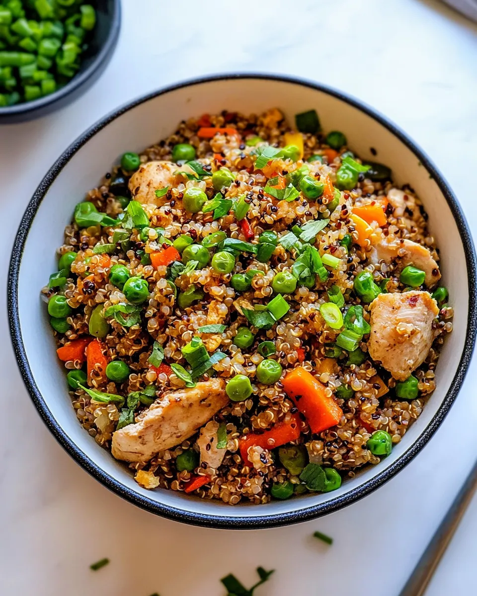 Easy Quinoa Fried Rice with Chicken and Vegetables food shot