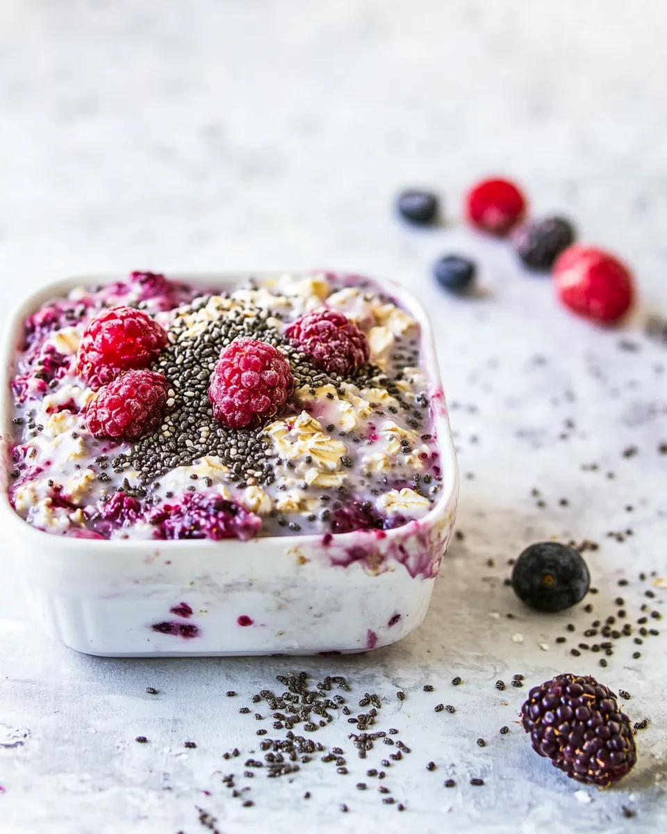 Healthy Raspberry and Chia Morning Oats plate image