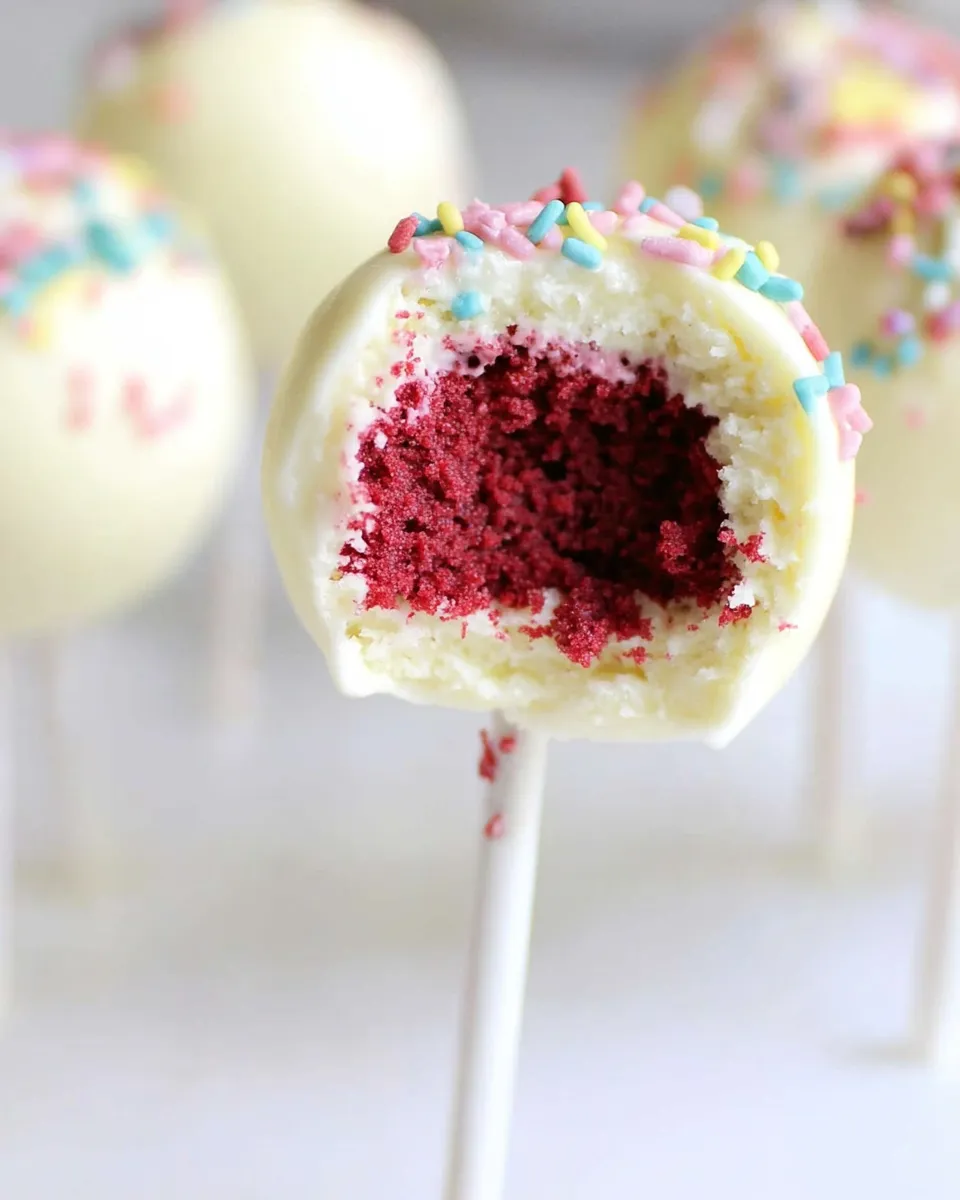 Easy Red Velvet Cheesecake Pops food shot