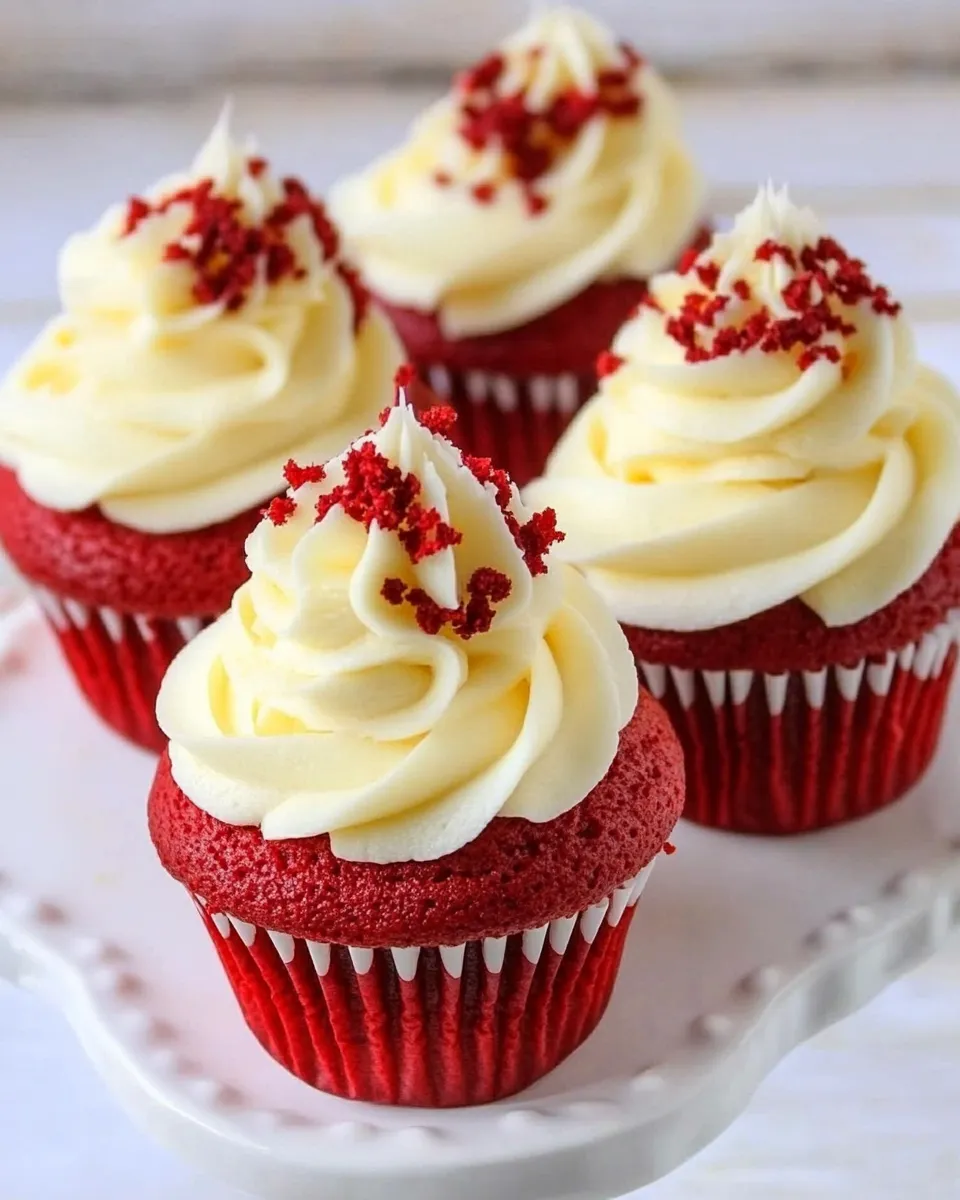 Easy Red Velvet Cupcakes food shot