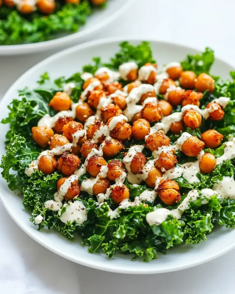 Homemade Roasted Chickpea Kale Salad with Tahini Dressing photo
