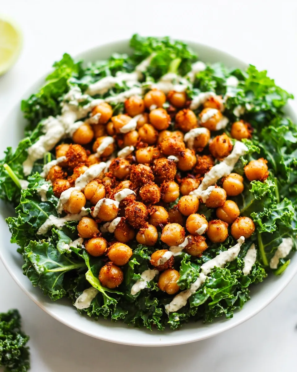 Classic Roasted Chickpea Kale Salad with Tahini Dressing image
