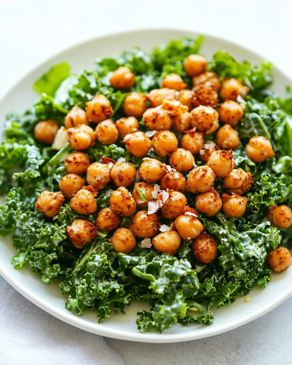 Easy Roasted Chickpea Kale Salad with Tahini Dressing recipe image