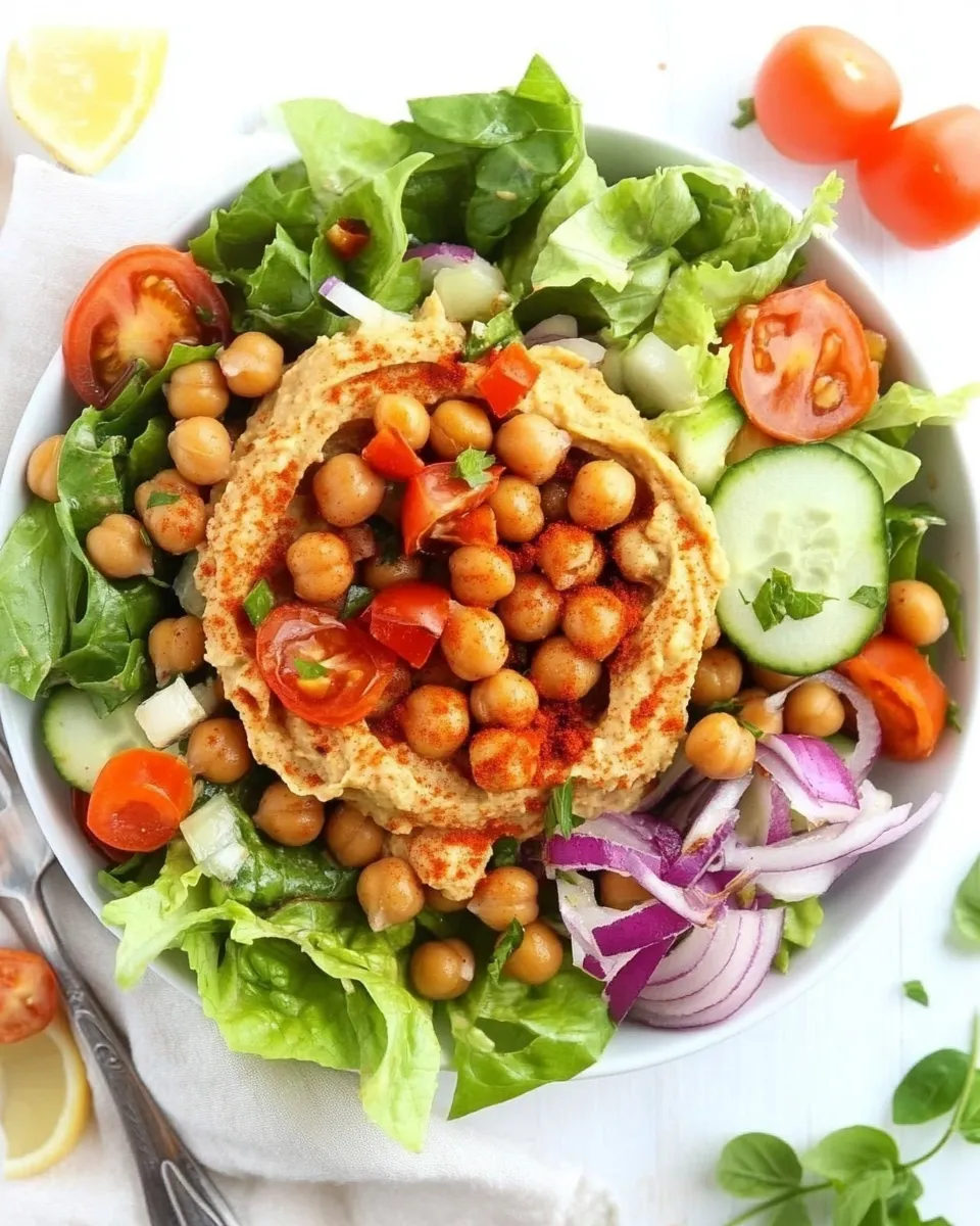Homemade Roasted Chickpea Salad with Hummus recipe photo
