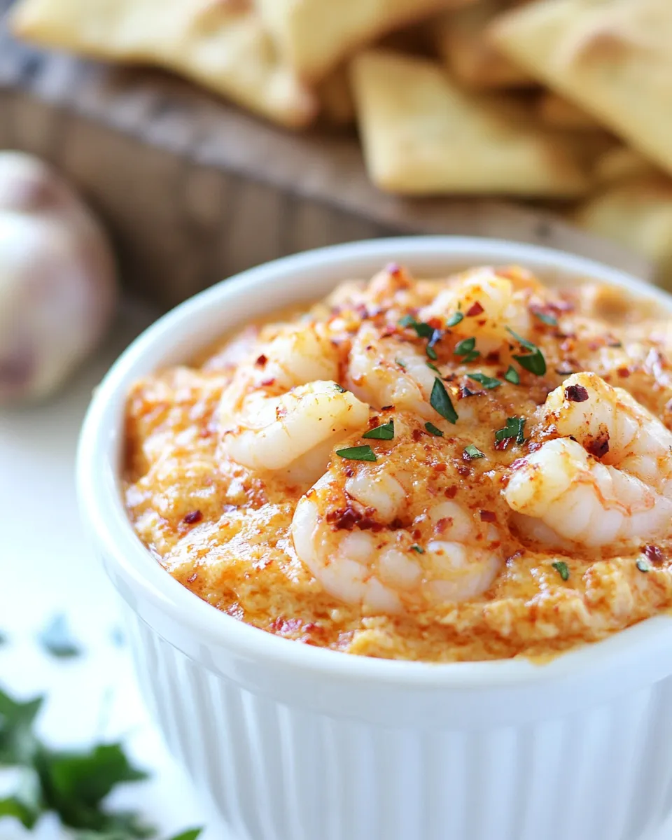 Fresh Roasted Red Pepper Shrimp Scampi Dip plate image