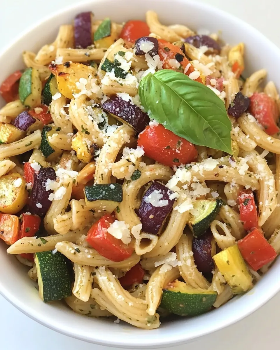 Delicious Roasted Vegetable Pasta (Easy!) plate image