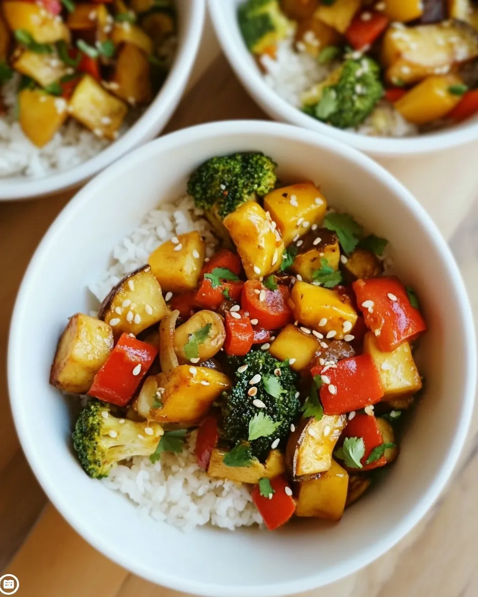 Healthy Roasted Vegetable Teriyaki Bowls food shot