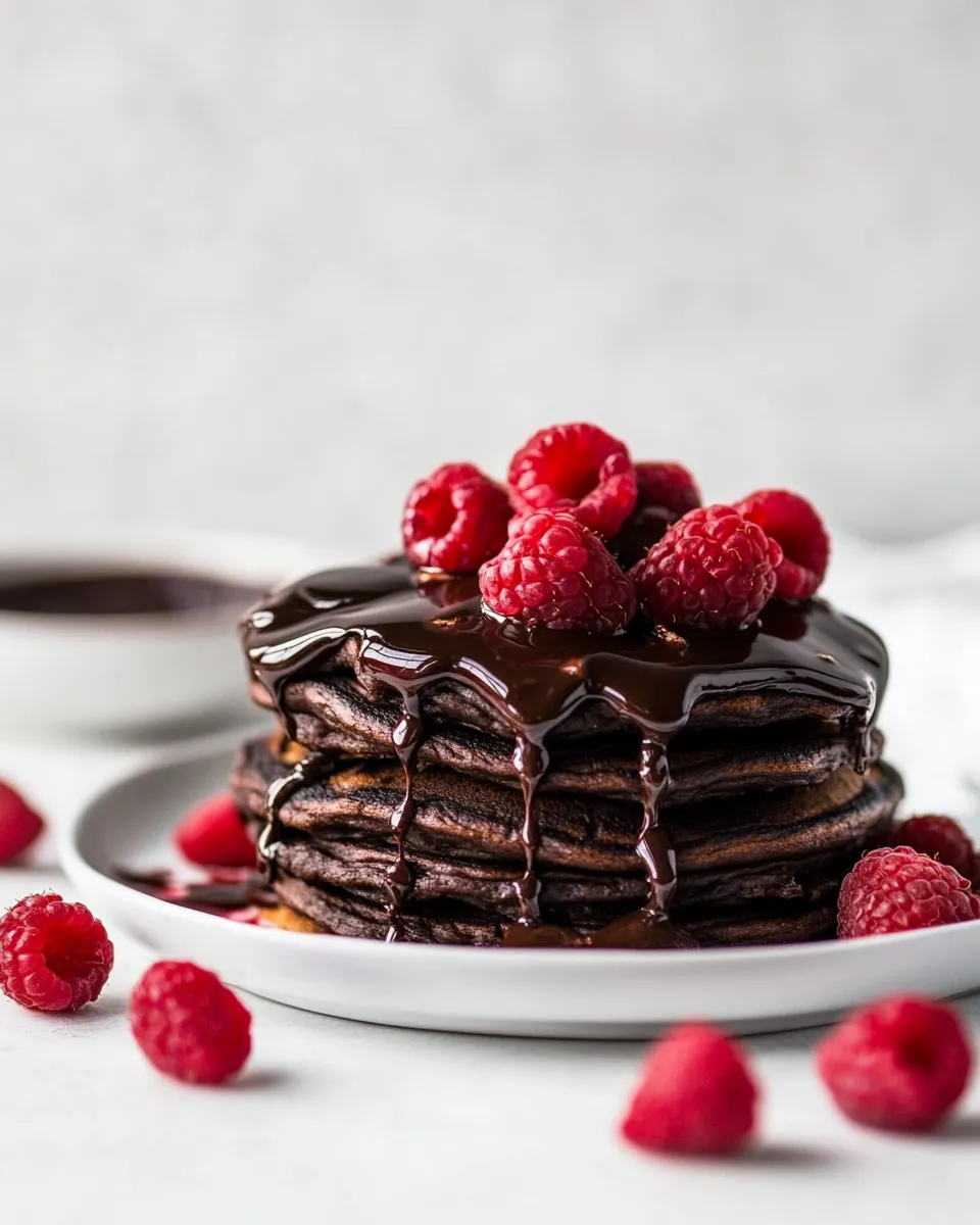 Classic Romantic Chocolate Raspberry Pancakes image