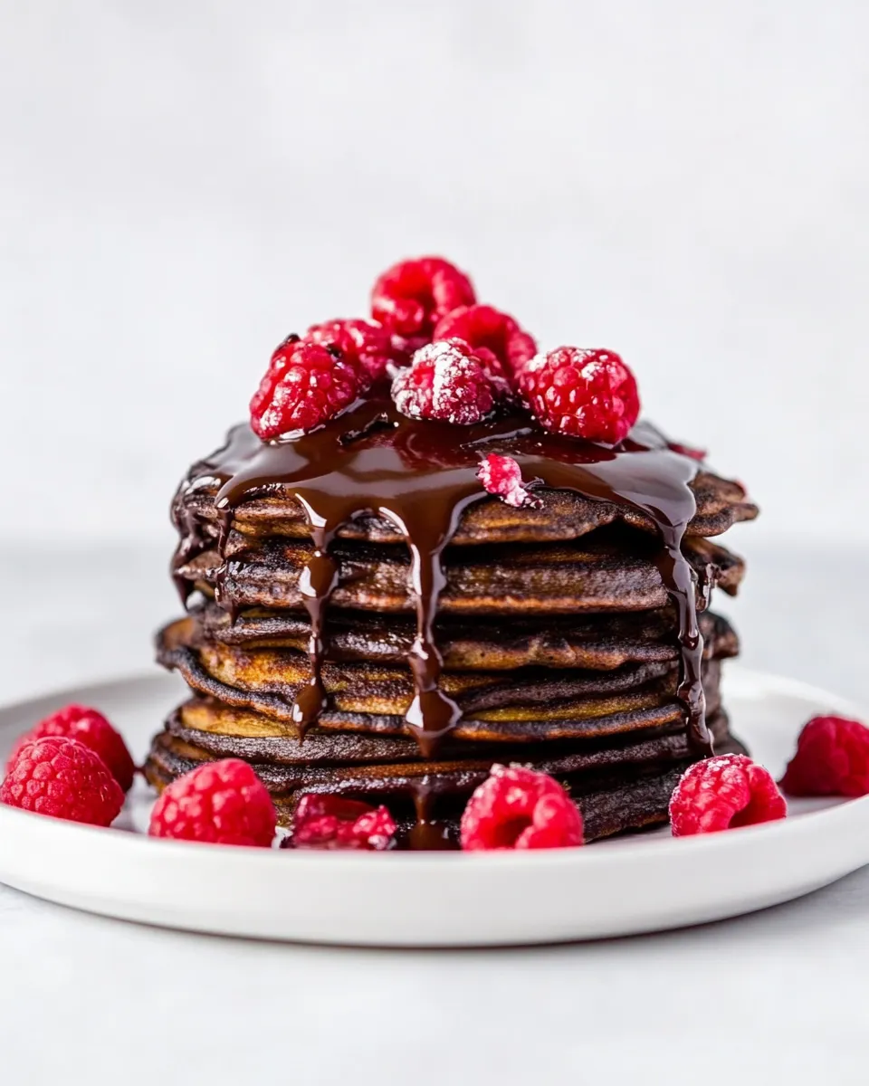 Delicious Romantic Chocolate Raspberry Pancakes dish photo