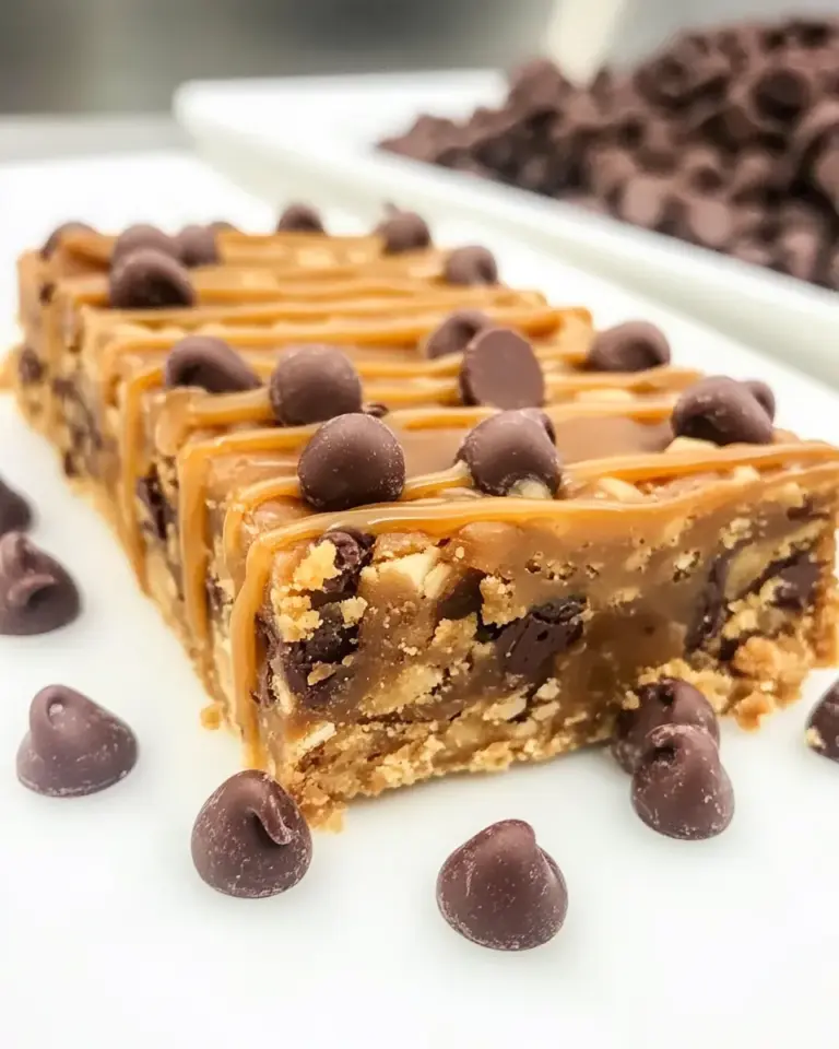 Homemade Salted Caramel Peanut Butter Chocolate Chip Bars photo