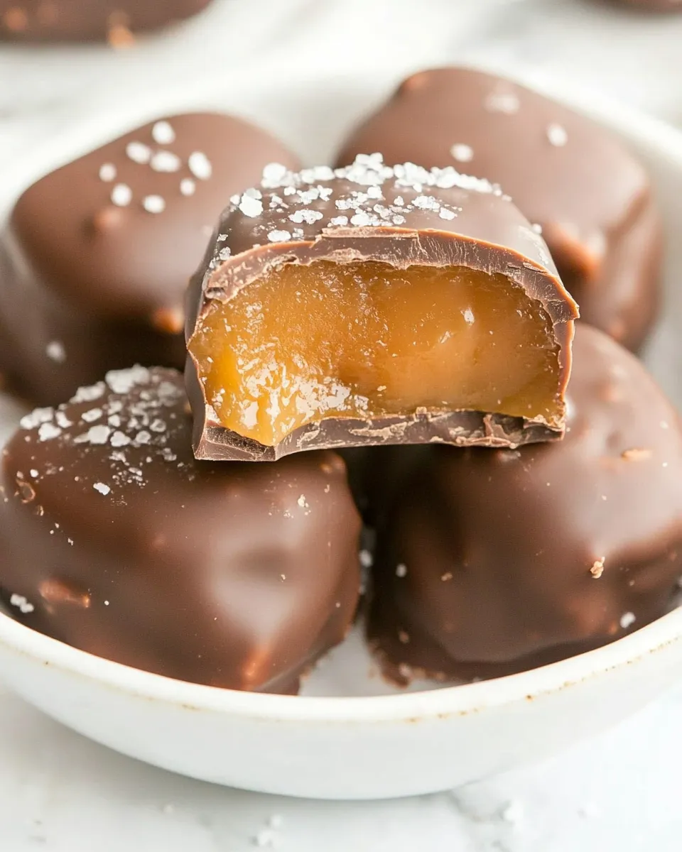 Easy Salted Chocolate Covered Caramels recipe photo