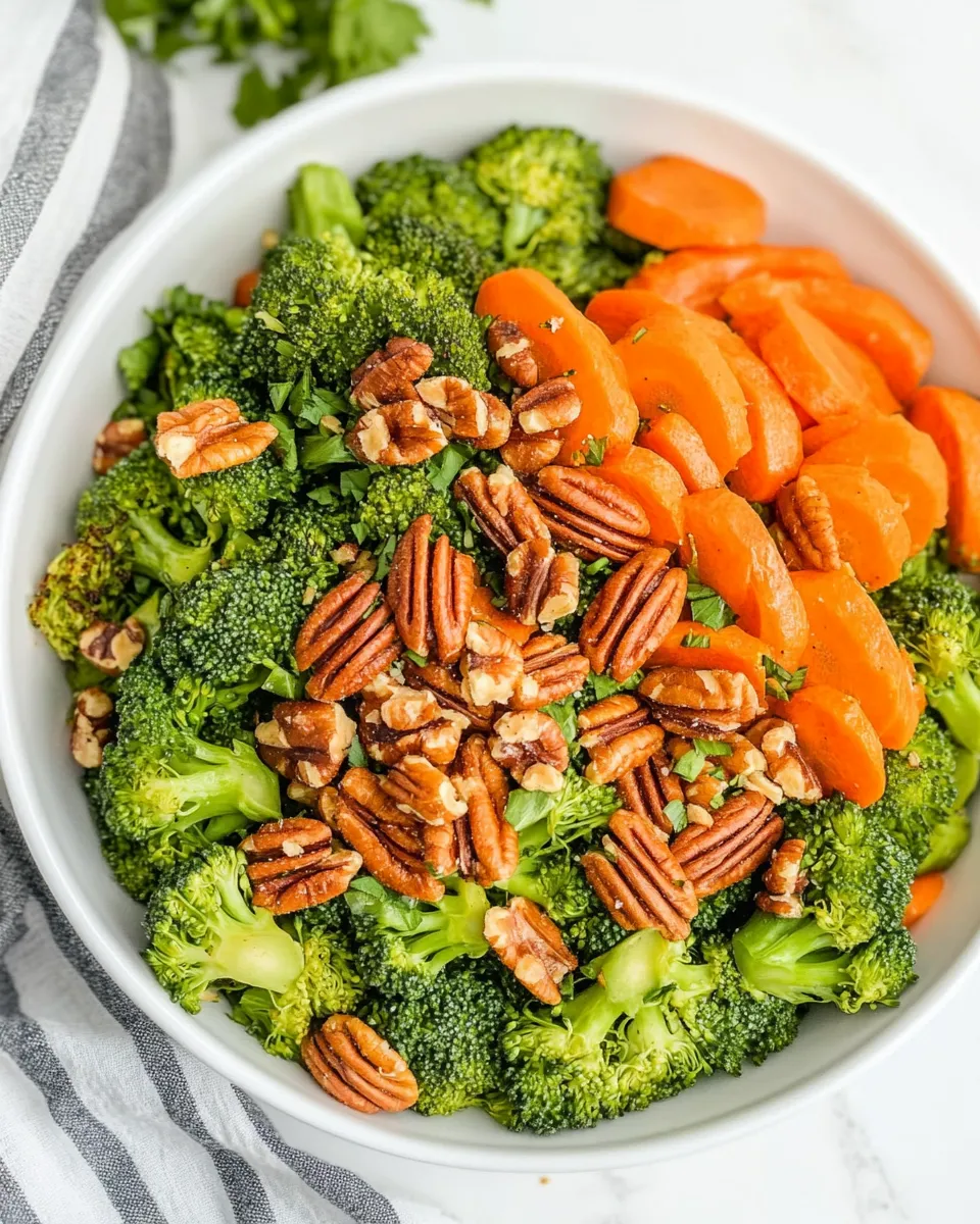 Homemade Sauted Broccoli and Carrots with Pecans photo