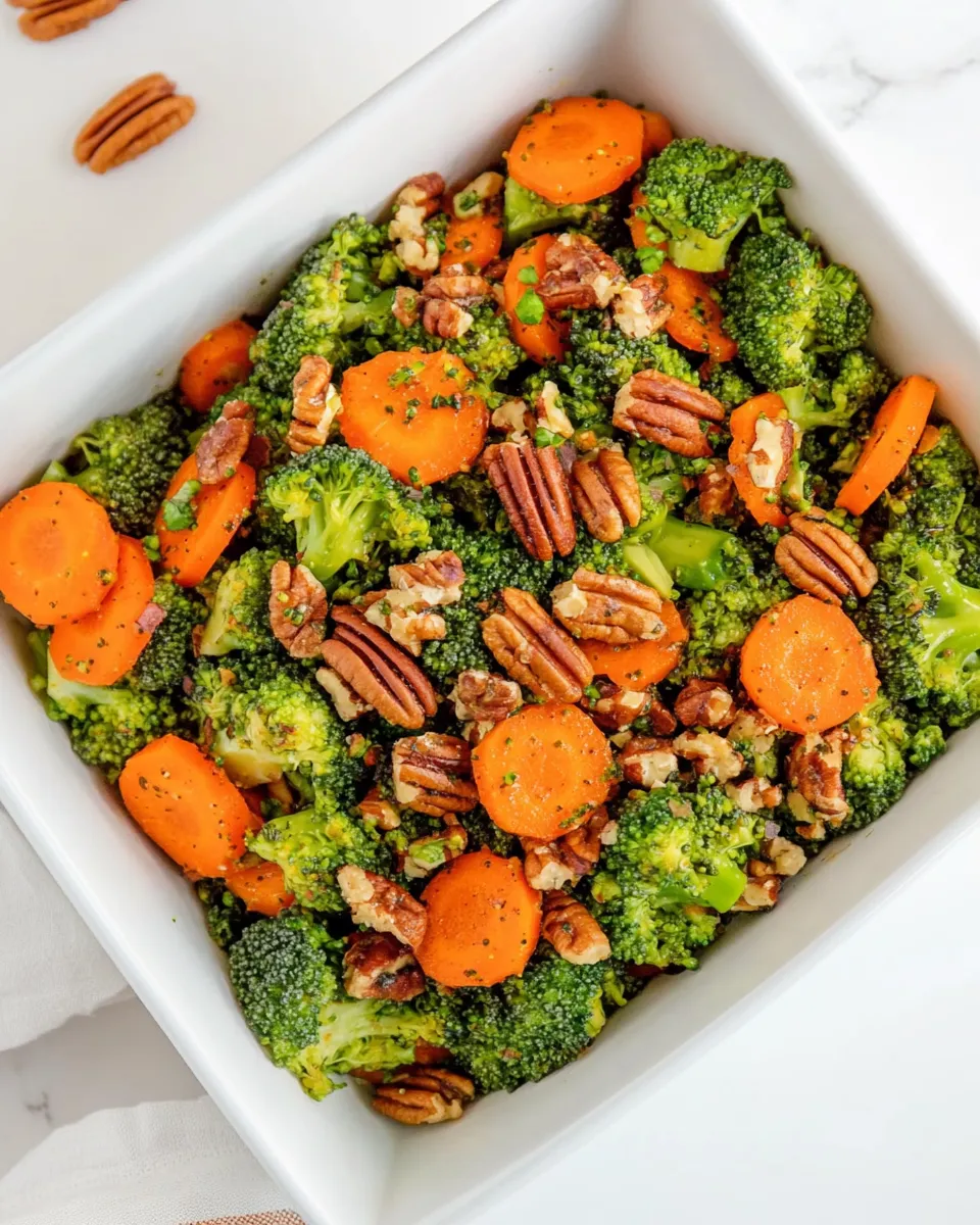 Classic Sauted Broccoli and Carrots with Pecans image