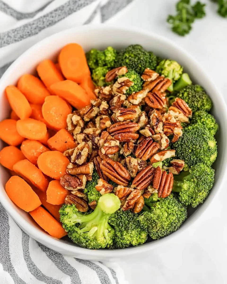 Delicious Sauted Broccoli and Carrots with Pecans dish photo