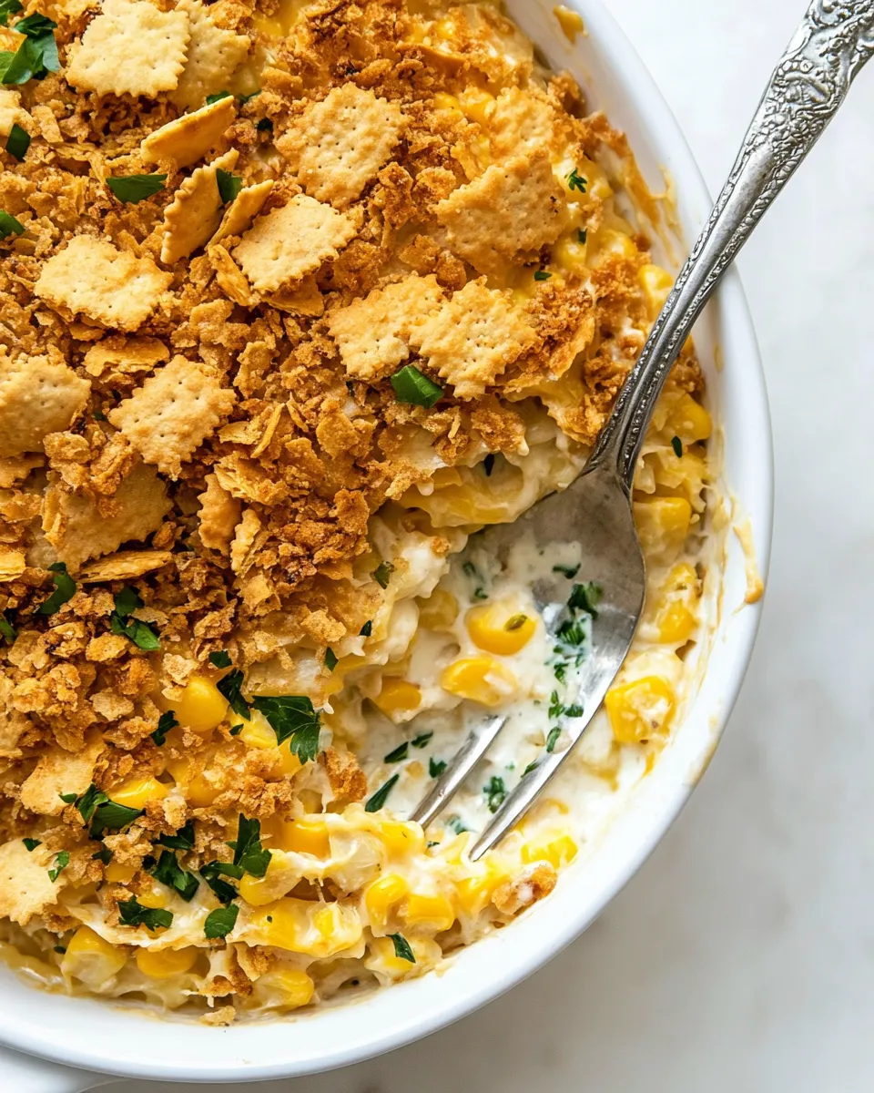 Easy Scalloped Corn with Ritz Cracker Crunchies. food shot